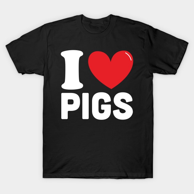 Red Heart Valentines Day I Love Pigs T-Shirt by Teesmooth